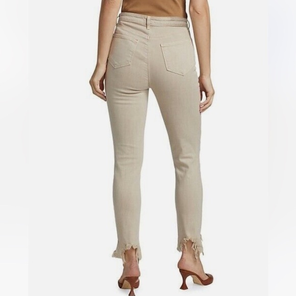New L’Agence High Line Skinny Jeans High Rise Biscuit Destruct Sz 24 - Picture 4 of 13